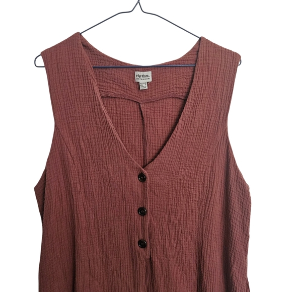 Rhythm. Camille Rust Brown Cotton Romper Size XL - Picture 5 of 10